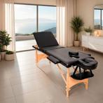 Massagetafel 3 zones met vulling en houten frame - zwart, Verzenden, Nieuw