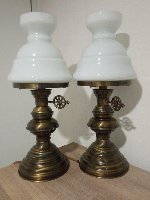 Tafellamp - Glas, Messing, Antiek en Kunst, Curiosa en Brocante
