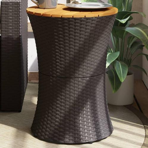 vidaXL Tuinbijzettafel trommelvormig poly rattan en massief, Tuin en Terras, Tuintafels, Nieuw, Verzenden