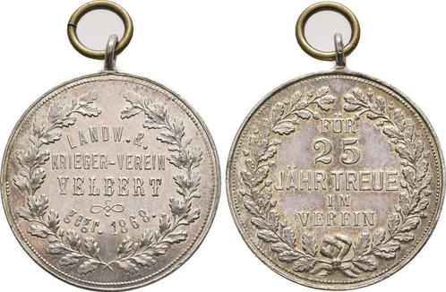 Zilver medaille Landwehr u oorlogerverein o J, 1893 Velbert:, Postzegels en Munten, Penningen en Medailles, Verzenden