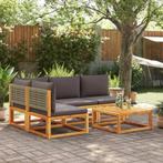 vidaXL 5-delige Loungeset met kussens massief acaciahout, Tuin en Terras, Verzenden, Nieuw, Hardhout, Loungeset