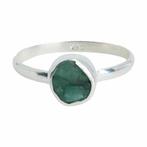 Geboortesteen Ring Ruwe Smaragd Mei - 925 Zilver, Nieuw, Verzenden