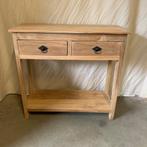 Sidetable - 80 x 30 cm - 2 lades - Teakhout - TTM Wonen, Huis en Inrichting, Tafels | Sidetables, Nieuw, 25 tot 50 cm, Teakhout