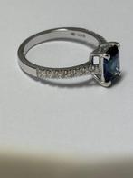 Ring - 18 karaat Witgoud Saffier - Diamant, Sieraden, Tassen en Uiterlijk, Ringen, Nieuw