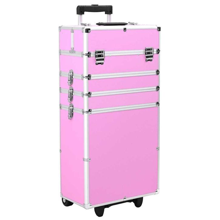 vidaXL Make-up trolley aluminium roze, Sieraden, Tassen en Uiterlijk, Toilettassen, Roze, Nieuw, Verzenden