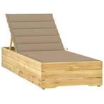 vidaXL Ligbed met beige kussen geïmpregneerd grenenhout, Tuin en Terras, Ligbedden, Verzenden, Nieuw