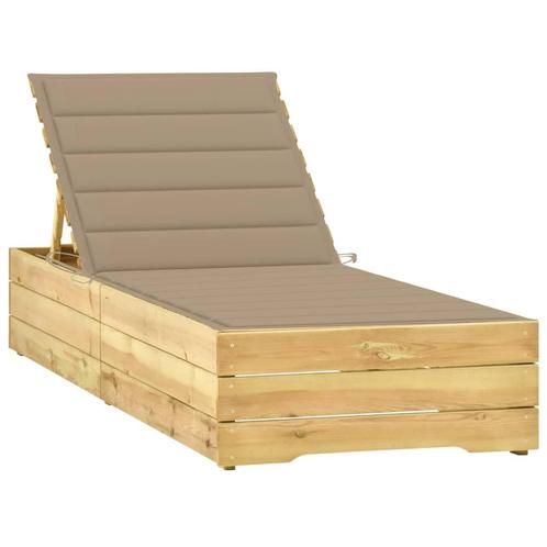 vidaXL Ligbed met beige kussen geïmpregneerd grenenhout, Tuin en Terras, Ligbedden, Nieuw, Verzenden