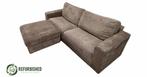 Moderne 2,5-zits bank taupe incl. hocker – Garantie 6 mnd, Gebruikt, Ribstof, Driepersoons, 75 tot 100 cm