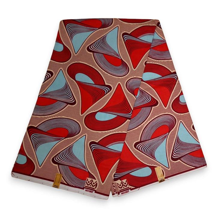 Afrikaanse stof - Rode Shell - 100% katoen - 1 yard, Hobby en Vrije tijd, Stoffen en Lappen, Nieuw, Ophalen of Verzenden