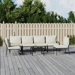 vidaXL 7-delige Loungeset met kussens staal zandkleurig, Tuin en Terras, Verzenden, Nieuw, Rvs, Loungeset