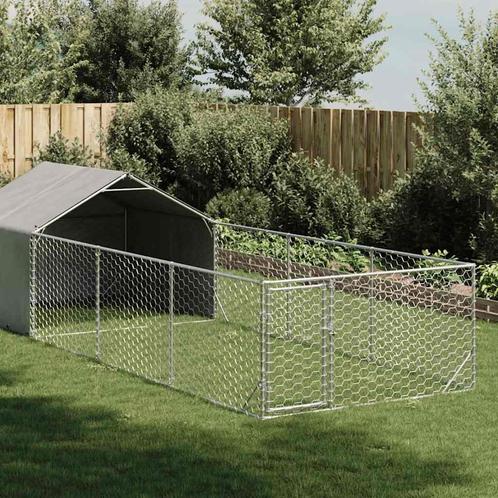 vidaXL Hondenkennel met ren 6x2x1,5 m gegalvaniseerd staal, Dieren en Toebehoren, Hondenhokken, Nieuw, Verzenden