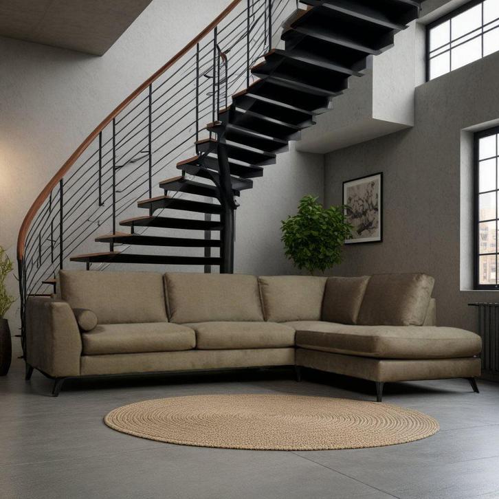 Hoekbank Rijssen goedkoop - 295x210cm veloursstof bruin, Huis en Inrichting, Banken | Complete zithoeken, Nieuw, Stof, Ophalen of Verzenden