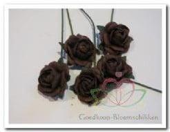 Mulberry Roosjes Choc Bruin 10-15 mm pak, Huis en Inrichting, Woonaccessoires | Kunstplanten en Kunstbloemen, Nieuw, Ophalen of Verzenden