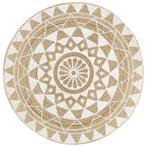 vidaXL Vloerkleed handgemaakt met witte print 150 cm jute, Verzenden, Nieuw, Wit