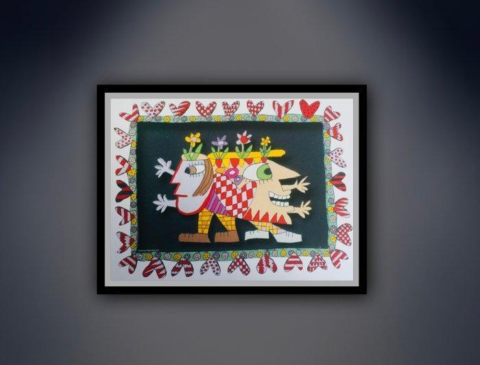 James Rizzi - She loves me - she loves me not. Original, Antiek en Kunst, Kunst | Designobjecten