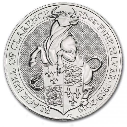 Queens Beast Black Bull of Clarence - 10 oz 2019, Postzegels en Munten, Munten | Europa | Niet-Euromunten, Losse munt, Zilver