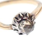Antieke gouden ring met roos geslepen diamanten | 0,30 ct., 18 tot 19, Gebruikt, Overige kleuren, Ophalen of Verzenden