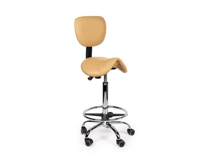 Zadelkruk Rugleuning Beige - Hoog + Voetsteun, Huis en Inrichting, Krukjes, In hoogte verstelbaar, Nieuw, Kunststof