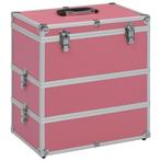 Make-up koffer 37x24x40 cm aluminium roze (Koffers Tassen), Nieuw