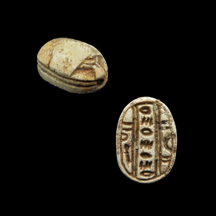 Oud-Egyptisch Speksteen versierde Anra scarabee (god Ra) -, Antiek en Kunst, Antiek | Overige Antiek