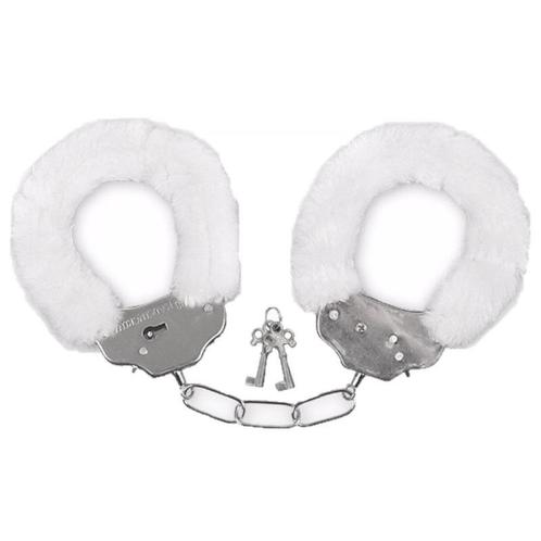 Pluche handboeien wit voor volwassenen - Politie accessoires, Hobby en Vrije tijd, Feestartikelen, Verzenden