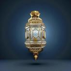 Wandlamp - Messing - Geometrische glazen wanden, Antiek en Kunst