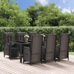 vidaXL 7-delige Tuinset met kussens poly rattan zwart, Tuin en Terras, Tuinsets en Loungesets, Verzenden, Nieuw, Rotan, Tuinset