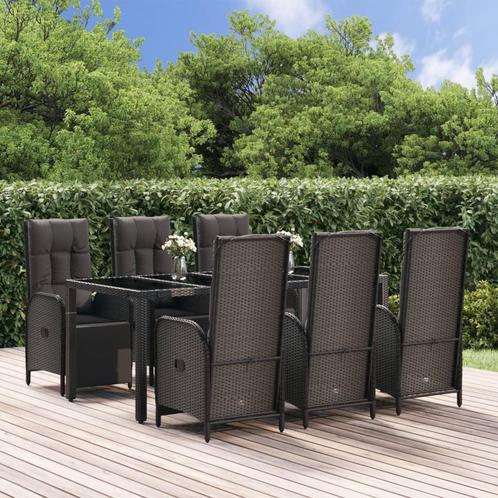 vidaXL 7-delige Tuinset met kussens poly rattan zwart, Tuin en Terras, Tuinsets en Loungesets, Tuinset, Nieuw, Rotan, Verzenden