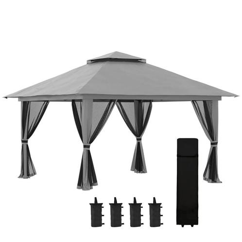 TRUUSK Opvouwbare Paviljoen 4x4m Pop-Up Tuinpaviljoen Met UV, Tuin en Terras, Partytenten, Nieuw, Verzenden