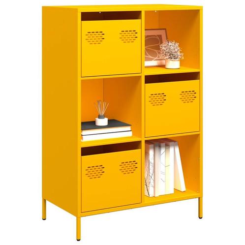 vidaXL buffetkast 68x39x103,5 cm staal mosterdgeel, Huis en Inrichting, Kasten | Buffetkasten, Nieuw, Metaal, Verzenden
