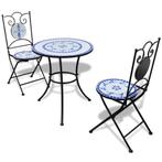 vidaXL 3-delige Bistroset keramische tegel blauw en wit, Tuin en Terras, Tuinsets en Loungesets, Verzenden, Nieuw, Overige materialen