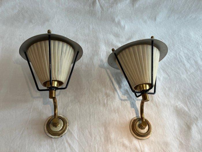 Wandlamp (2) - Messing, Metaal, Textiel, Antiek en Kunst, Antiek | Lampen