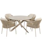 Florence Prado dining tuinset 130xH75 cm rond 5 delig, Tuin en Terras, Ophalen of Verzenden, Nieuw, Aluminium