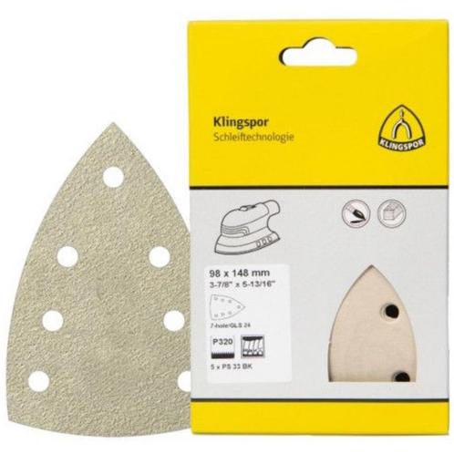 Klingspor Schuurpapier Driehoek K120 - 5 Stuks - Klingspo..., Doe-het-zelf en Verbouw, Schildersmaterialen, Nieuw, Ophalen of Verzenden