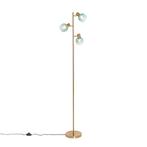 Art Deco vloerlamp goud met groen glas 3-lichts - Vidro, Huis en Inrichting, Lampen | Vloerlampen, Nieuw, Overige materialen, 150 tot 200 cm