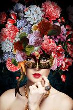 Glasschilderij 3D vrouw met een masker| Ter Halle | 005, Ophalen of Verzenden, Nieuw