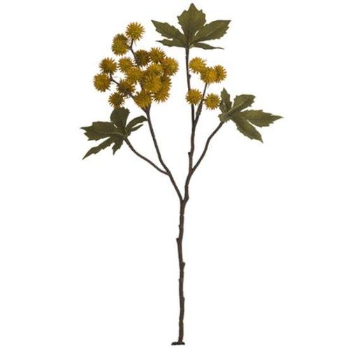Ricinus castor oil spray dry colour mosterd okergeel 43 cm /, Huis en Inrichting, Woonaccessoires | Kunstplanten en Kunstbloemen