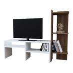[en.casa] TV meubel Jevnaker 137x30x100 cm wit en eiken donk, Huis en Inrichting, Kasten | Televisiemeubels, Nieuw, Verzenden