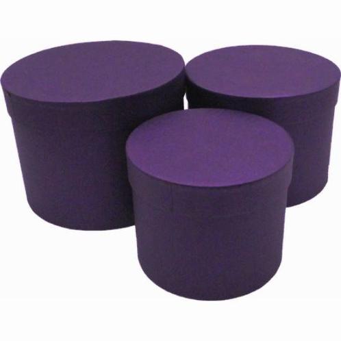 Bloemendoos set van 3 bloemendozen rond paars flowerbox, Huis en Inrichting, Woonaccessoires | Kunstplanten en Kunstbloemen, Nieuw