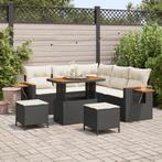 vidaXL 8-delige tuinset met kussens zwart poly rattan acacia, Verzenden, Nieuw, Rotan, Tuinset