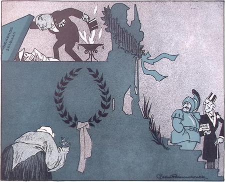 Spotprent De wapenfabrikant heeft de onbekende soldaat we..., Antiek en Kunst, Kunst | Litho's en Zeefdrukken, Verzenden