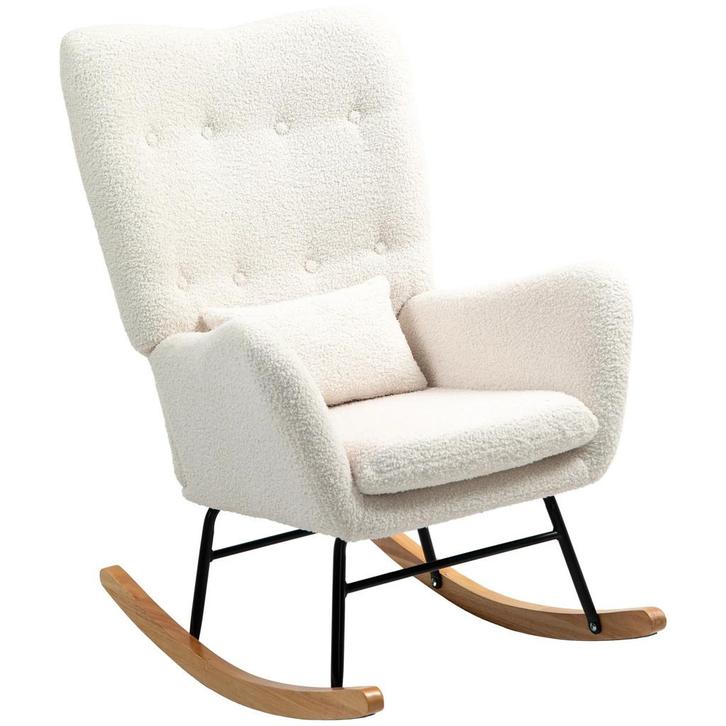 TRUUSK Schommelstoel met Armleuning - Teddy Stof - Voedingss, Huis en Inrichting, Stoelen, Nieuw, Verzenden