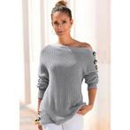 Lascana Gebreide trui met knopen in off-shoulder-stijl,, Verzenden, Nieuw