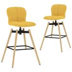 vidaXL Barstoelen draaibaar 2 st stof geel, Huis en Inrichting, Stoelen, Nieuw, Verzenden