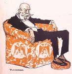 Rokende Wilhelm en Frans Jozef op spotprent (lijst optie), Antiek en Kunst, Verzenden