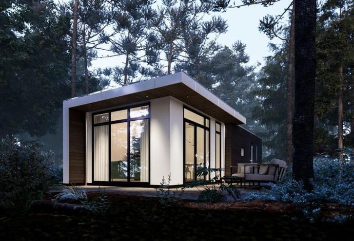 Nieuw Cube Chalet te koop met eigen grond 4 pers. (OV), Huizen en Kamers, Recreatiewoningen te koop, Chalet, A++++, Overijssel