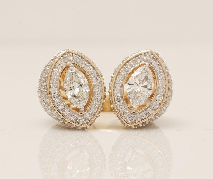 Statement ring - 14 karaat Geel goud - 5.10ct. tw. Diamant, Sieraden, Tassen en Uiterlijk, Antieke sieraden