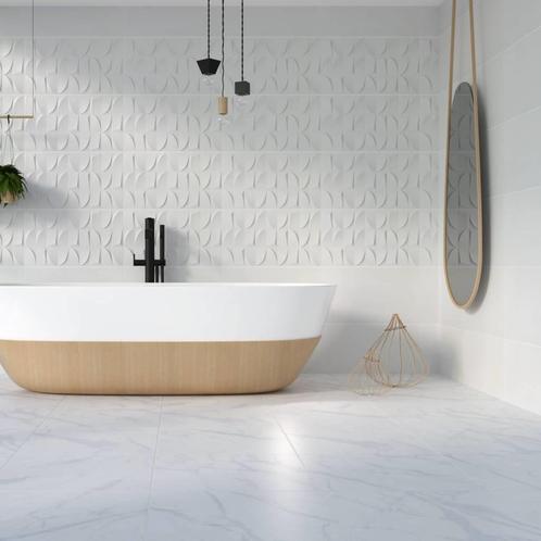 Vloertegel Reno Hoogglans Marmerlook Carrara 60.8x60.8 cm, Doe-het-zelf en Verbouw, Tegels, Ophalen of Verzenden