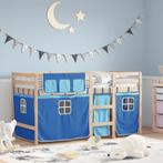 vidaXL Kinderhoogslaper met gordijnen 80x200 cm grenenhout, Eenpersoons, Nieuw, 80 cm, 200 cm