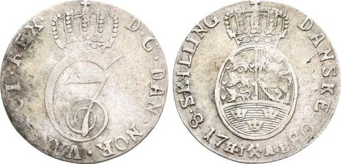 8 Skilling Kongsberg 1780 Hiab Norwegen: Christian Vii, 1..., Postzegels en Munten, Munten | Europa | Niet-Euromunten, Verzenden